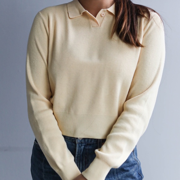Oak + Fort Cropped Collar Knit Sweater - Picture 1 of 5